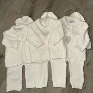 Baby’s Trousseau Boy’s White 3 Piece knit Bundle